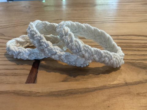 Bracelet - Braided Sailor Knot with White Seed Beads