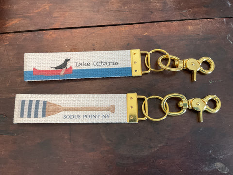 Key Ring - Canvas with Lake Ontario or Sodus Point, NY Wording and Image